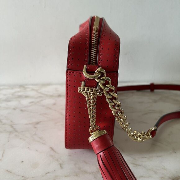 MICHAEL KORS Ginny Bright Red Leather Medium Crossbody Camera Bag - Picture 5 of 13